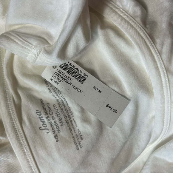 NWT Soma Lace Love Top Edwardian Sleeve Size Ivory Size Medium White - Picture 3 of 5